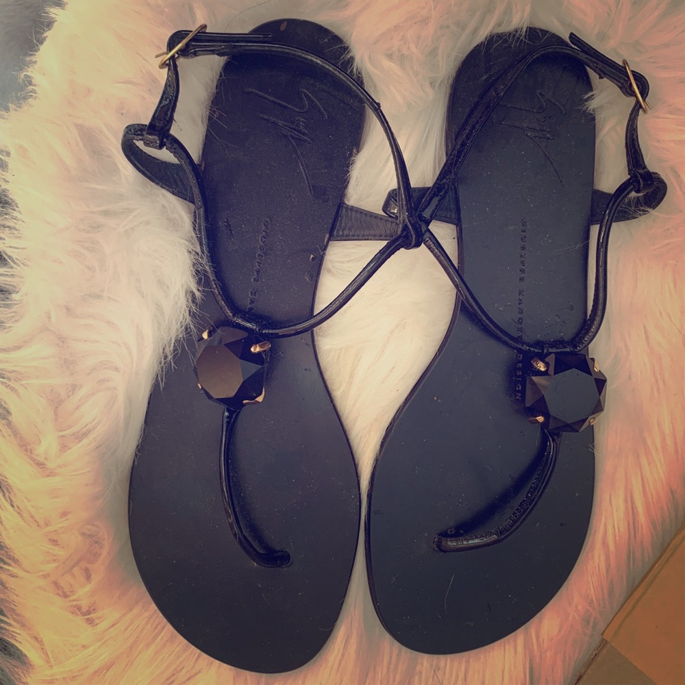 Giuseppe Zanotti Rock Jewel All Black 38.5 Sandal